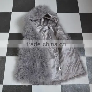 SJ007-01 Top Quality 2017 Fashion Apricot Turkey Feather Vest thumbnail-3