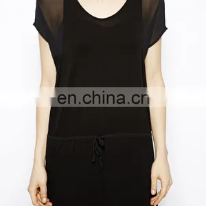 CHEFON Plain Black Maxi Dress With Drawstring Waist thumbnail-4
