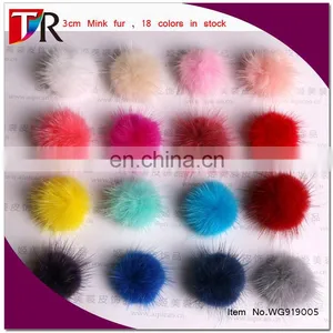 Wholesale Fur Accessory For Iphone And Shoes, Cheap 3cm Genuine Mink Fur Ball Pom 18 Colors Available thumbnail-1