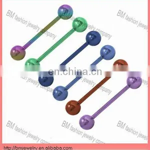 Anodized Titanium Tongue Barbell Ring Body Piercing Jewelry thumbnail-1