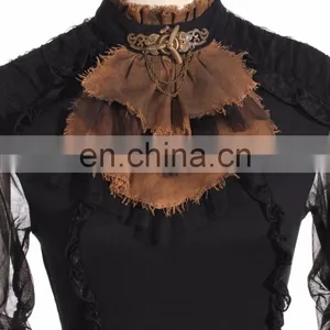 Gothic Steampunk Soft Blouse-top With Aviator Jabot thumbnail-3