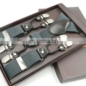 2017 Yiwu Longkang Wholesale Solid Color 6 Clips Suspenders Fashion Suspenders thumbnail-3