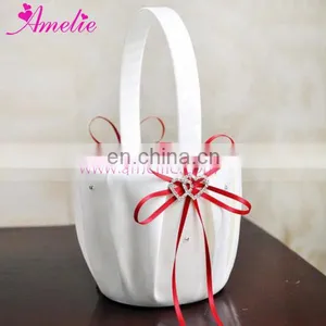 Heart Ring With Red Ribbon Wedding Flower Basket and Pillow Set thumbnail-2