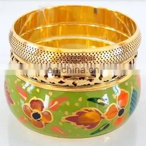 Green Horn Bracelet on Brass Wholesale Bangle Set-Fashion Bracelet Set-Bollywood Fashion Golden Color Imitation Kada Bracelets thumbnail-1