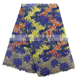 2016 Wholesale African 6 Yards Wax Printed Fabric With Guipure Lace Fabric for Party thumbnail-1
