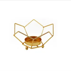Gold Metal Wire Heart Shape Decorative Metal Candle Holder With Glass Tealight Holder thumbnail-2