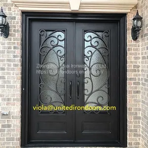 #007 Competitive Price Custom Wrought Iron Door thumbnail-1