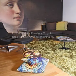 Modern Living Room Furniture Leather Cushion Metal Leg Lounge Chairs thumbnail-3