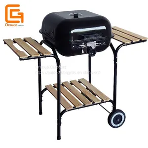 Trolley Design Wooden Side Table Barbeque Square Outdoor Burger Charcoal Bbq Grill thumbnail-1