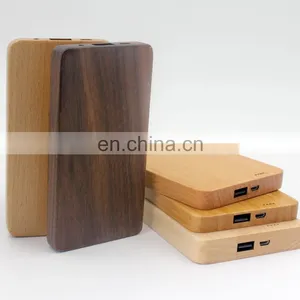 Wooden Oem Logo Promotional 6000mah Power Bank Wood Battery Charger Super Thin Power Charger for Phone thumbnail-1
