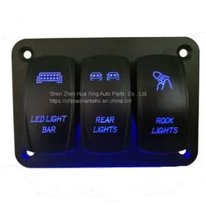 12-24V Radium Carving Pattern 3 Rocker Switch Panel thumbnail-1