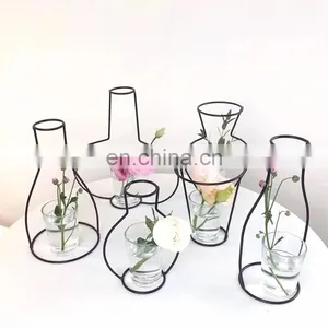 Retro Iron Line Table Flowers Vases Nordic Decoration Home Metal Plant Holder Nordic Styles Flower Vase Home Decor thumbnail-3