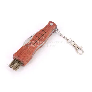 Best Selling High Quality Custom Picking Cutting Outdoor Pocket Knife Wooden Handle Mushroom Knife With Brush thumbnail-4