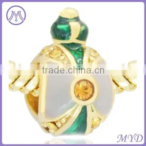 Hand Crystal Paved Color Enameled Faberge Egg Bead thumbnail-5