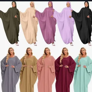 Muslim Dress for Women Pakistani Kaftan Abaya Robe + Hijab Arabic Islamic Prayer Clothes Dubai Outfits thumbnail-1