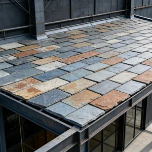 Natural SLATE Tiles, Rust-colored Bluestone Tiles, Villa Roof Tiles, Roof Tiles, SLATE, Fish-scale Tiles, Shale Tiles thumbnail-3
