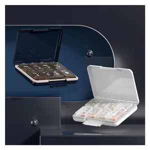 High Quality Portable 7-Day Weekly Pill Organizer 14 Compartments Plastic Pill Box Travel Friendly thumbnail-1