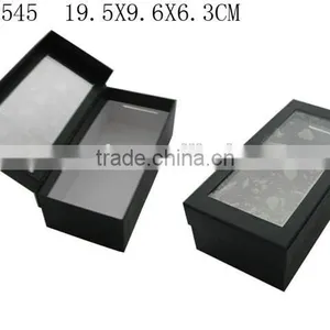 Custom Black Paper Gift Packaging Paper Box With Clear PVC Window Wholesale P1542 thumbnail-3