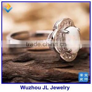925 Silver Oval White Opal Ring Birthstone Ring thumbnail-4