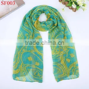 SF004 Spring and Autumn Dark Color Elegant Lady Scarf 80*170cm Long Wrap Cotton Voile Scarf thumbnail-5