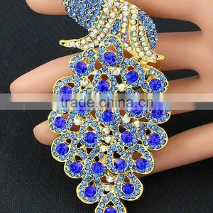 Wholesale Costume Jewelry China Peacock Crystal Peacock Brooches Blue Cheap thumbnail-3