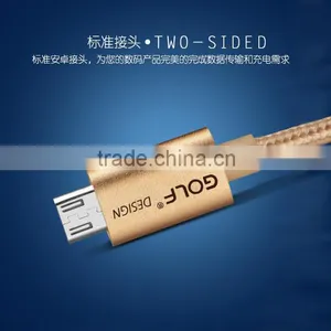 Original GOLF 3M Metal Nylon Weave Micro USB 2.1A Fast Sync And Charge Cable for Android Mobile Phone thumbnail-3