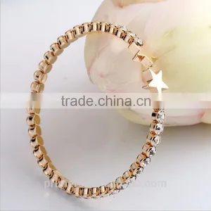 High Quality Rose Gold Plated Double Star Charm Full Rhinestone Bracelets Bangles thumbnail-3