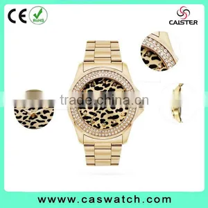Gold Plating Custom Leopard Dial Watch Ladies Diamonds Watch thumbnail-2