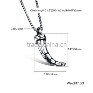 Wholesale Fashion Jewelry on Antique Buffalo Horn Necklace With Chain for Men thumbnail-6