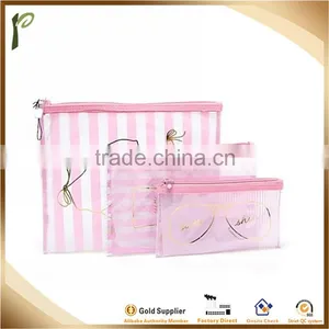 Popwide New Design Pink 3pcs in 1 Set PVC Pretty Packaging Gift Bag thumbnail-1