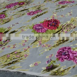 Polyester Super Hand Work Silk Velvet Super Silk Velvet Fabric for African Dress thumbnail-6