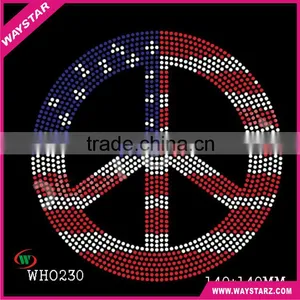 American Flag With Peace Logo Rhinestone Transfers Wholesale thumbnail-1