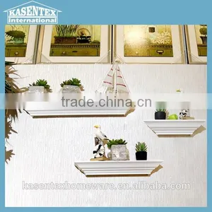 White Three-piece Wooden Wall Mounted Rack thumbnail-1