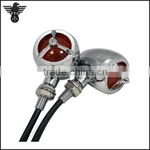 Chrome Tribar Vintage Aftermarket Motorcycle Turn Signals for Harley Sportster thumbnail-1
