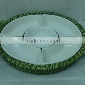 Ceramic & Rattan Candy Holder thumbnail-1