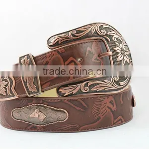 2016 Best Seller Western Rhinestone Leather Belt With Horsehead Conchos thumbnail-1