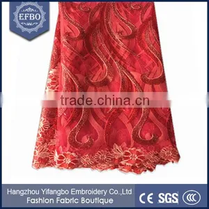 Newest Style Beautiful Sequin Tulle French Net Lace / Bridal Multi Color Lace Fabric For Wedding Dress thumbnail-1