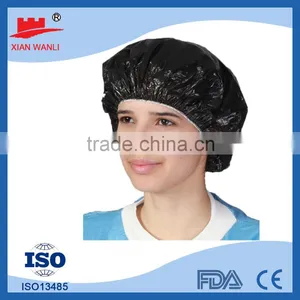 Good Quality White Red Blue Pink Waterproof Disposable PE Shower Cap Hotel thumbnail-2