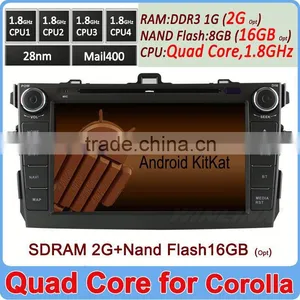 2G DDR3 16GB Flash Quad Core Android 4.4 Android Dvd for Toyota Corolla 2006 2007-2011 Support OBD TPMS 3G thumbnail-1