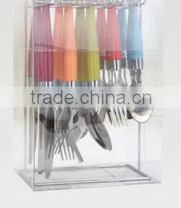20pcs Plastic Colorful Handle Stainless Cutlery Set With Hand Polish thumbnail-1