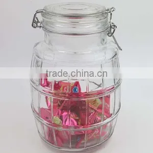 Big Capacity Glass Storage Jar With Glass Lid, Glass Hermetic Clip Jar, Glass Cookie Jar thumbnail-3