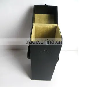 Customized Wooden PU Leather Black Wine Box With Handle Packaging Wholesale thumbnail-3