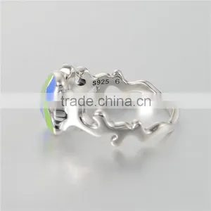 New Designer Adjustable Enamel Fish Shape Silver Ring With Rhinestone thumbnail-4