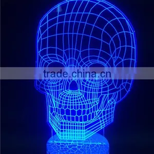 USB Skull Colorful Night Light / 3D LED Lamp Light / 3d Led Skull Lamp thumbnail-4