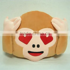 Best Sell Cute Plush Soft Monkey Emoji Pillows With Heart Eyes thumbnail-1