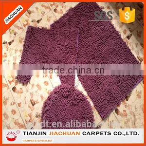Washable Shiny Chenille Non Slip 3 Pieces Bathroom Floor Mat Sets thumbnail-4