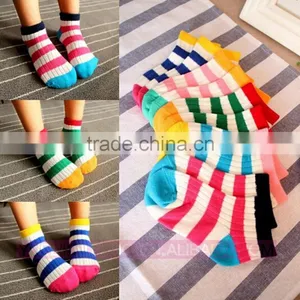 Chinese Made Kids Fancy Colorful Striped Socks Baby Socks Wholesale thumbnail-6