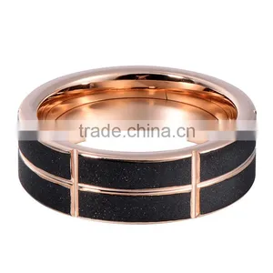 Wedding Ring Yibi Best Selling Products Engagement Gift Gold Payal Designs Photo Tungsten Black Rose Gold Plated for Men Women thumbnail-3