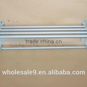TOWEL RACK SHELF PREMIUM ALUMINUM SILVER FOLDED BATH WITH 5 HOOKS SHELF WASHCLOTH HOLDER thumbnail-4