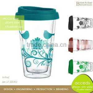 High Quality Glass Cup With Colored Silicone Base thumbnail-3